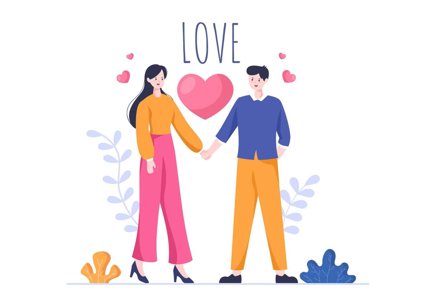 ilustración de fondo de dibujos animados de vector de signo de amor para autocuidado, san valentín o icono de usted mismo en diferentes acciones de felicidad para cartel