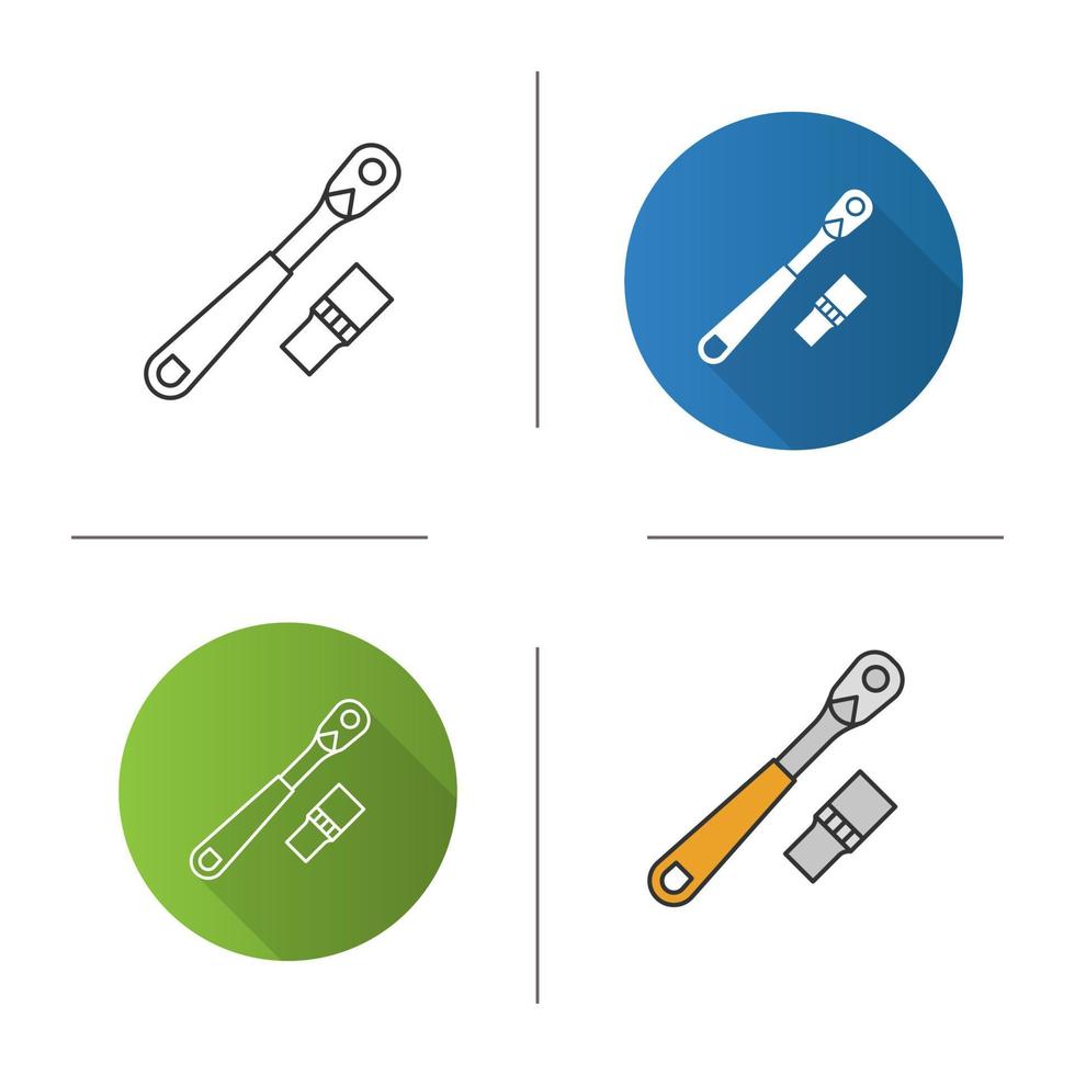 Ratchet icon. Flat design, linear and color styles. Isolated vector illustrations