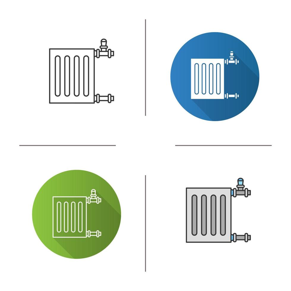 Radiator icon. Flat design, linear and color styles. Isolated vector illustrations