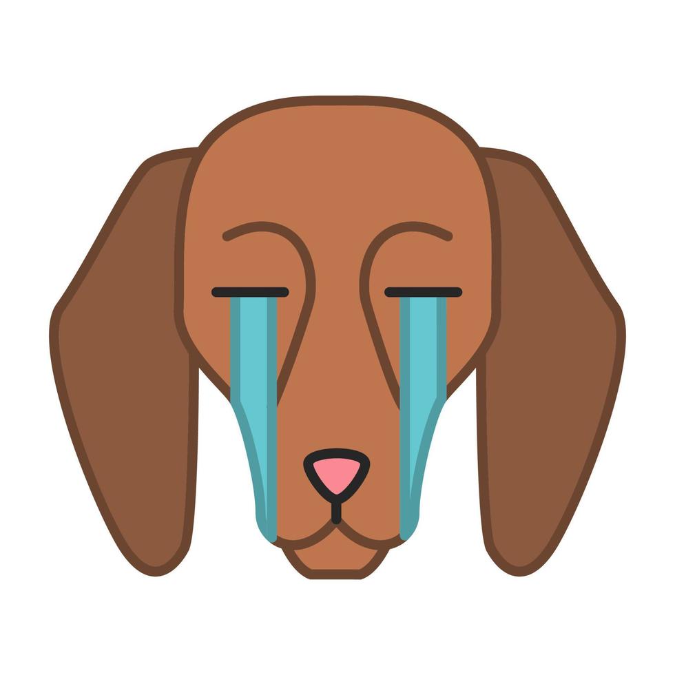 Beagle cute kawaii vector character. Dog with suffering muzzle. Sad domestic doggie. Loudly crying animal with tears. Funny emoji, sticker, emoticon. Isolated cartoon color illustration