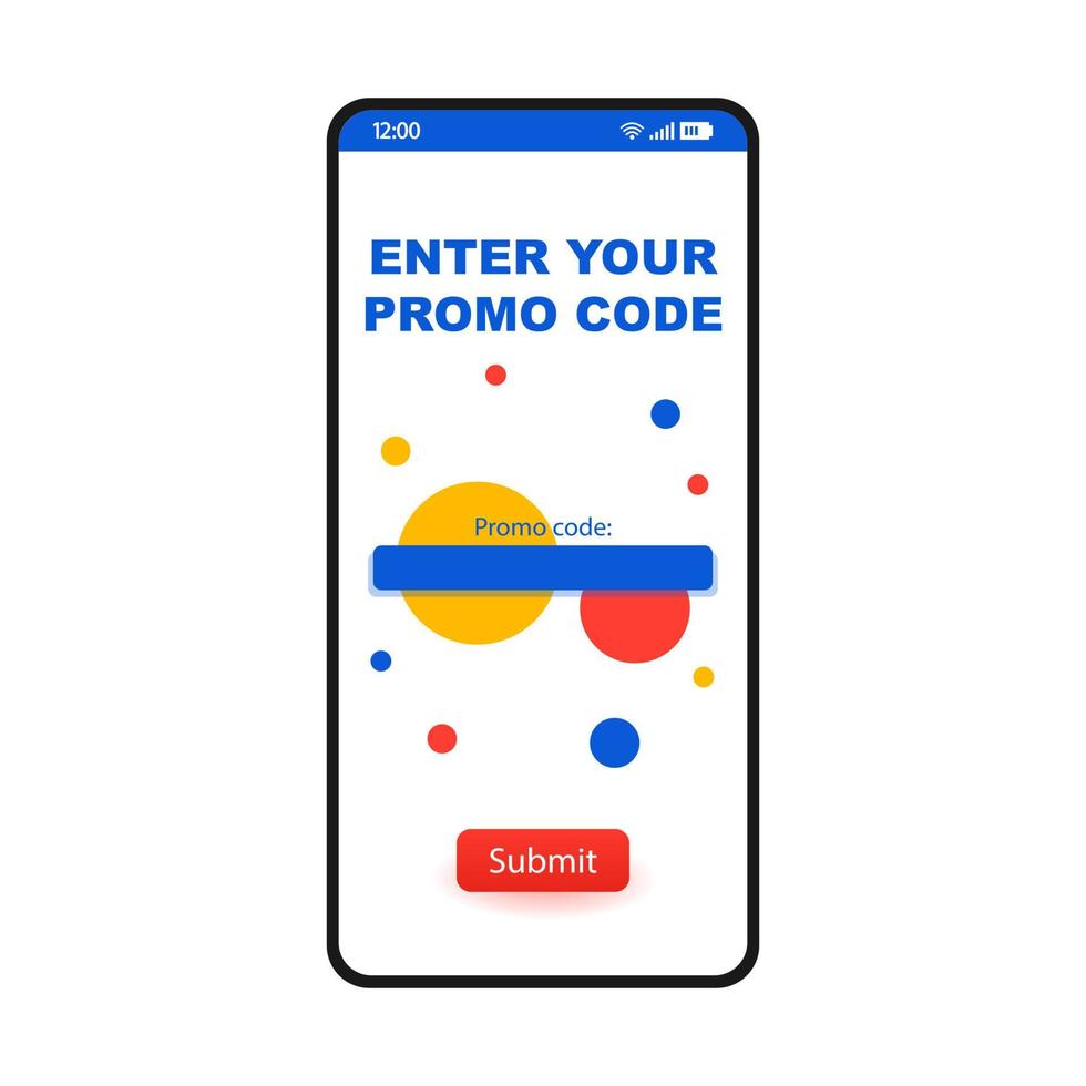 Enter promo code page smartphone interface template. Coupon deals
