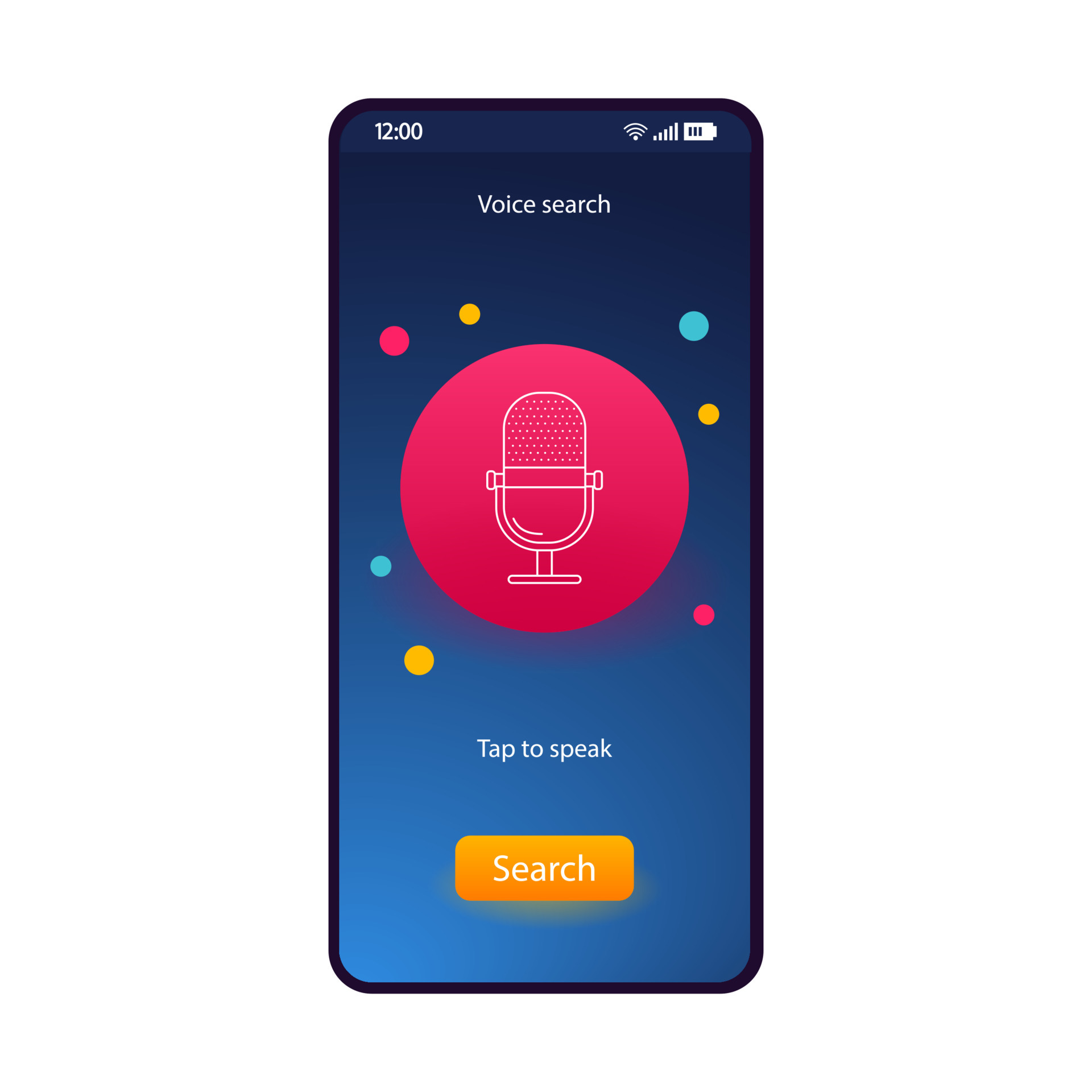 Voice search button smartphone interface vector template. Mobile