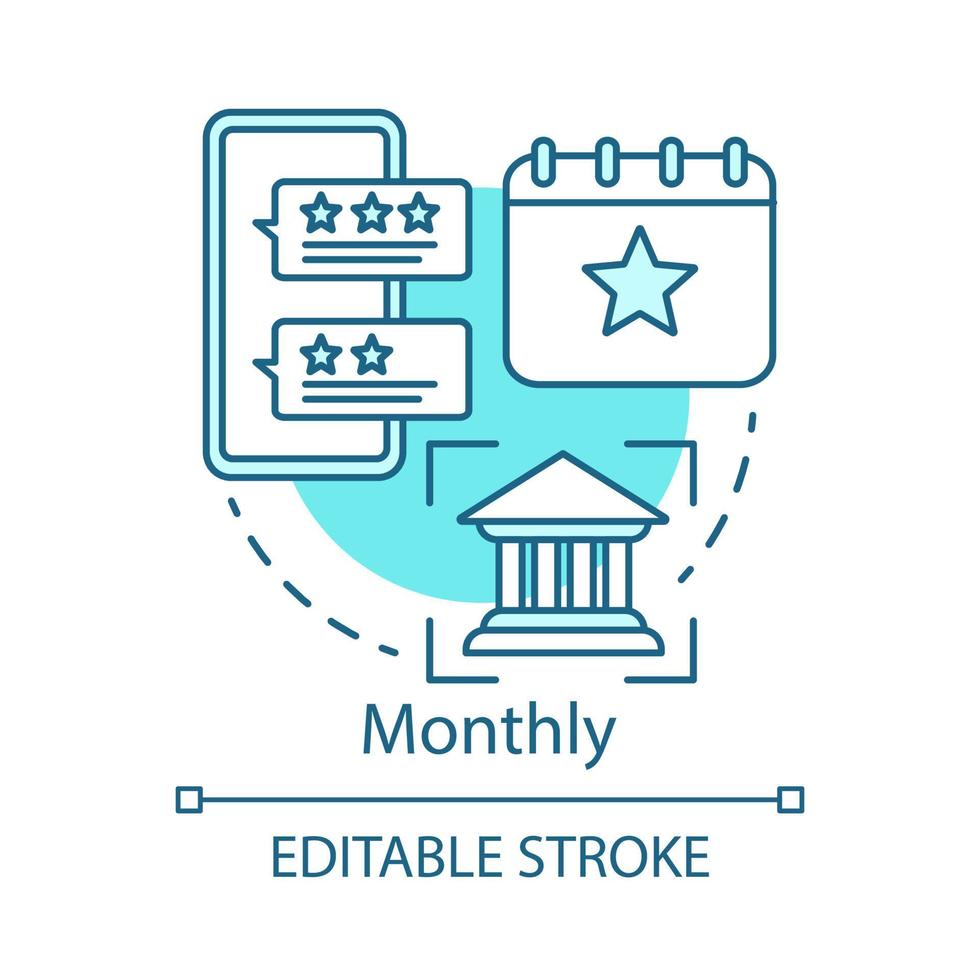 Monthly concept icon. AR tool subscription tariff idea thin line illustration. Augmented reality equipment. Service charge. Regular fee. AR app. Vector isolated outline drawing. Editable stroke