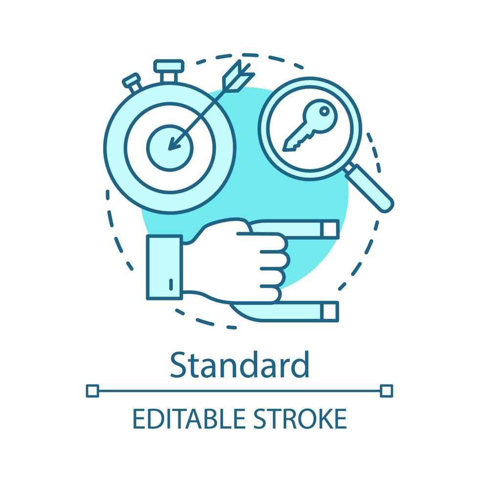 Standard concept icon. CRM subscription tariff idea thin line illustration. Customer relationship management. Customer database. Vector isolated outline drawing. Client identity. Editable stroke