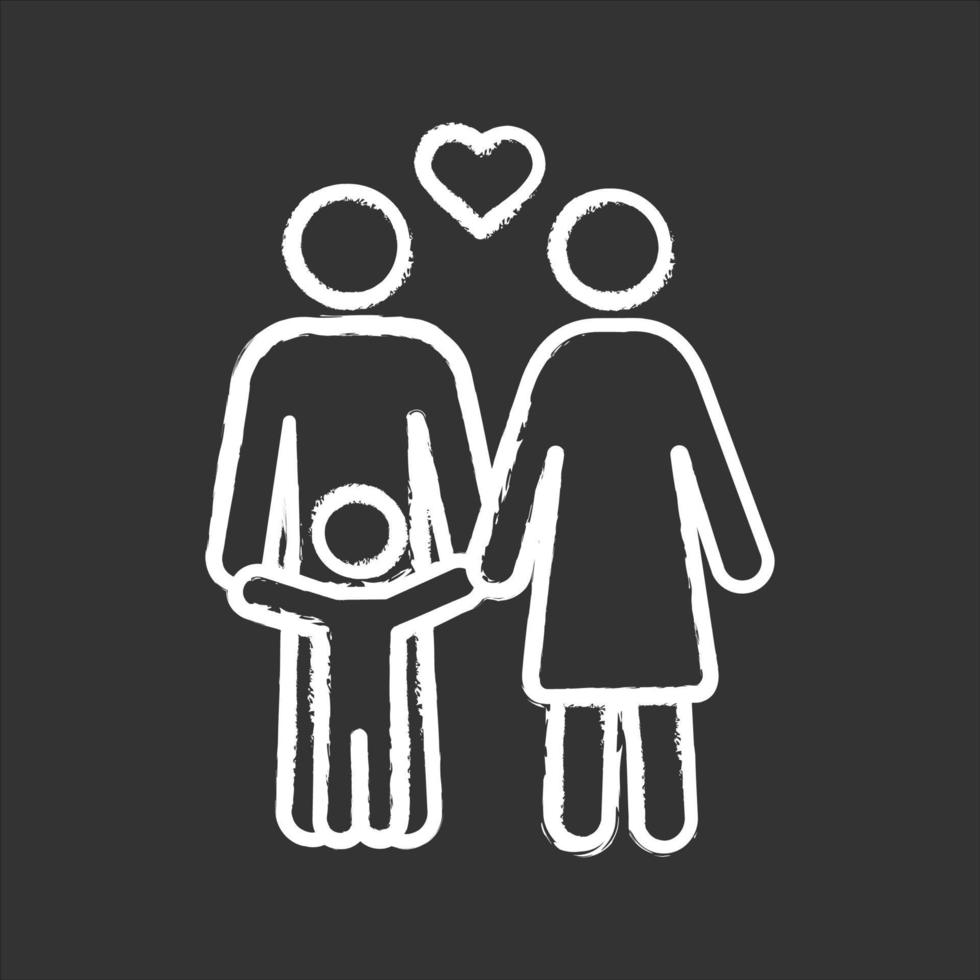 Child support chalk icon. Family. Childcare. Happy parenthood. Isolated vector chalkboard illustration