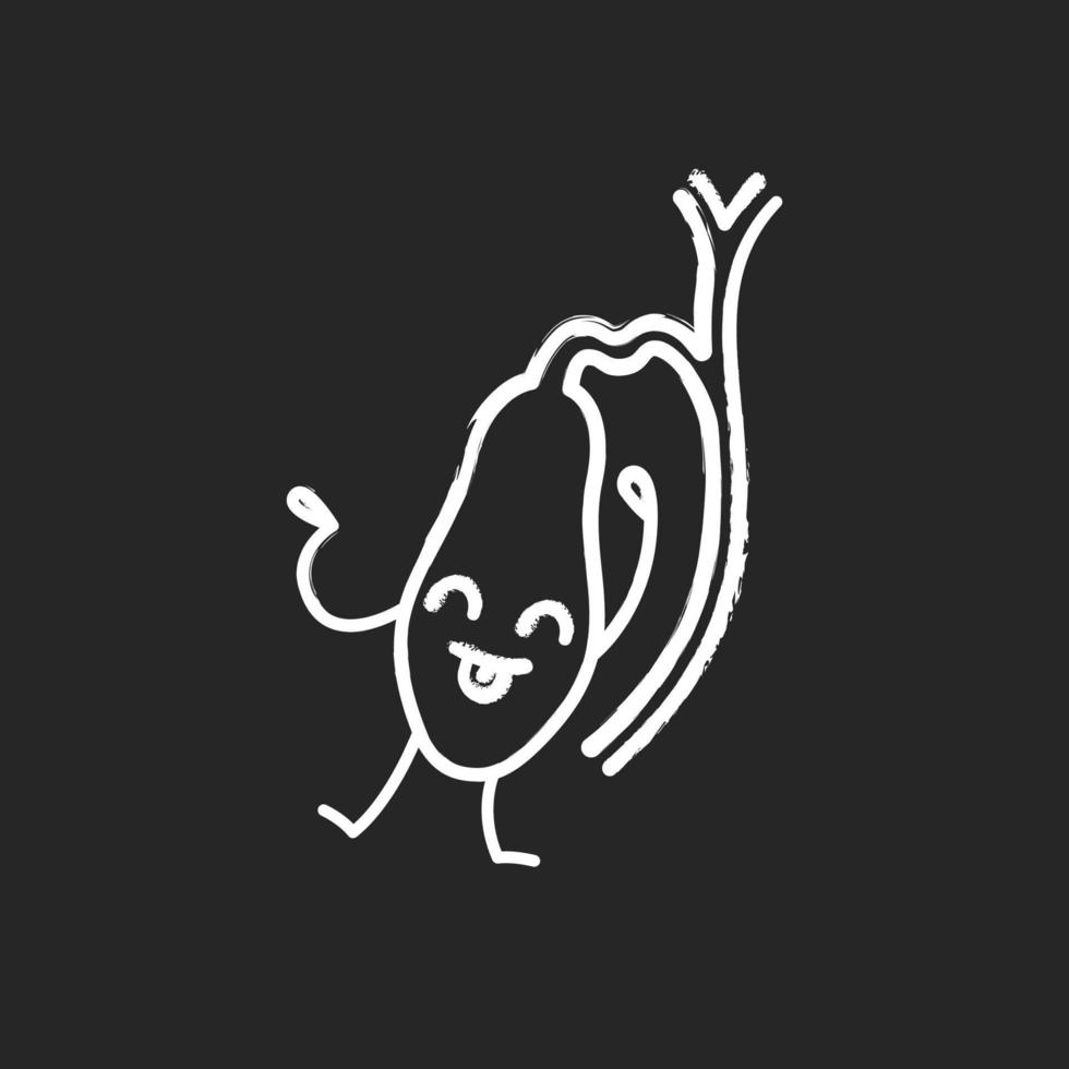 Happy gallbladder emoji chalk icon. Healthy digestive system. Gallbladder health. Isolated vector chalkboard illustration