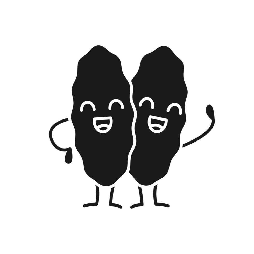 Smiling thymus gland glyph icon. Silhouette symbol. Happy primary hematopoietic organ. Healthy immune system. Negative space. Vector isolated illustration
