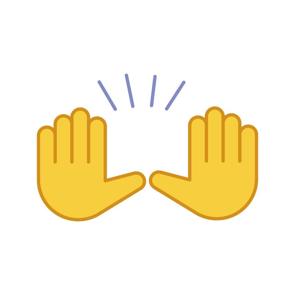 levantando el icono de color del gesto de las manos. parar, rendirse gesticulando. emoji agitando dos palmas. ilustración vectorial aislada vector
