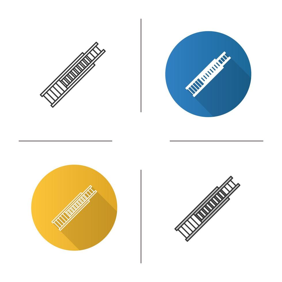 Double extension ladder icon. Flat design, linear and color styles. Firefighting equipment. Isolated vector illustrations