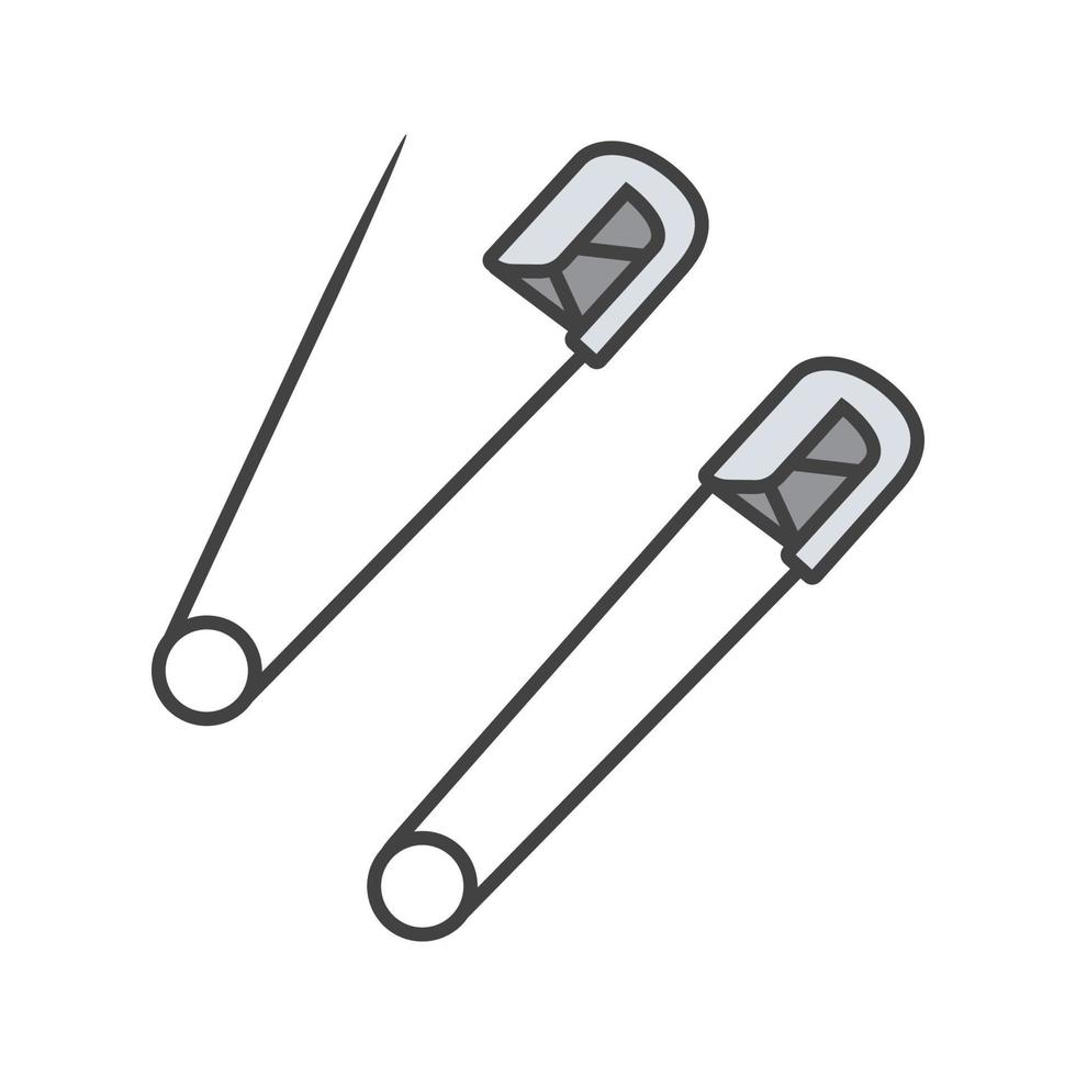 Safety pins color icon. Isolated vector illustration