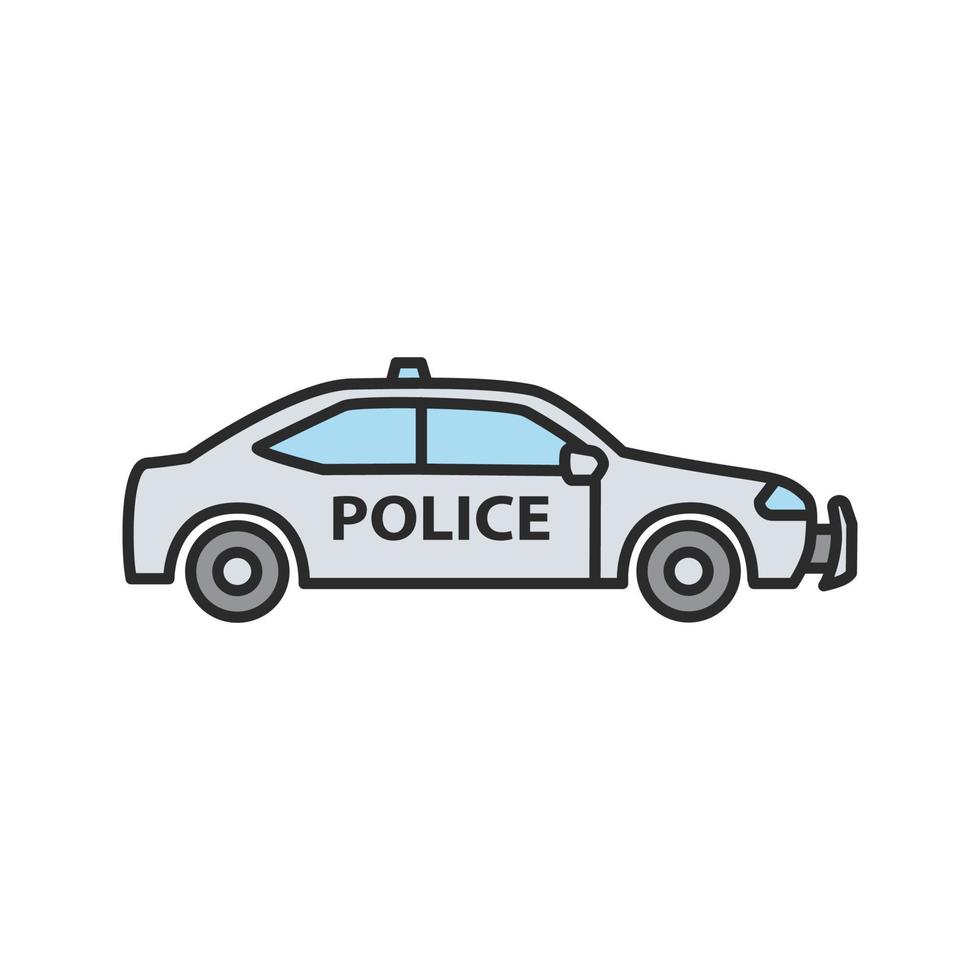 Police car color icon. Isolated vector illustration