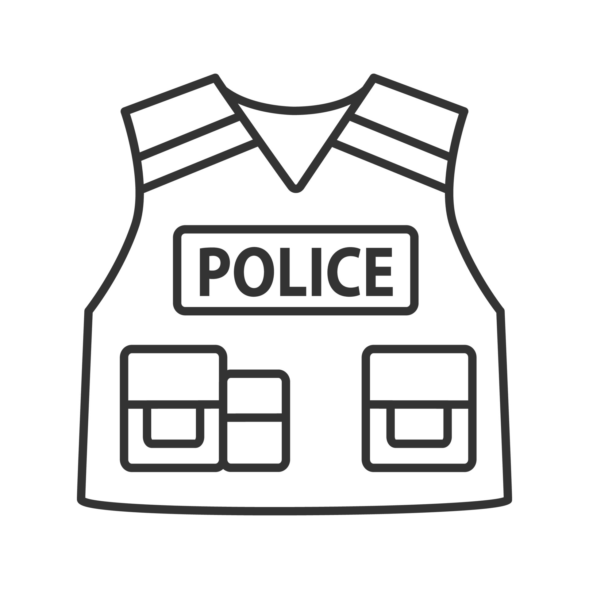 Police tactical vest linear icon. Thin line illustration. Bulletproof ...