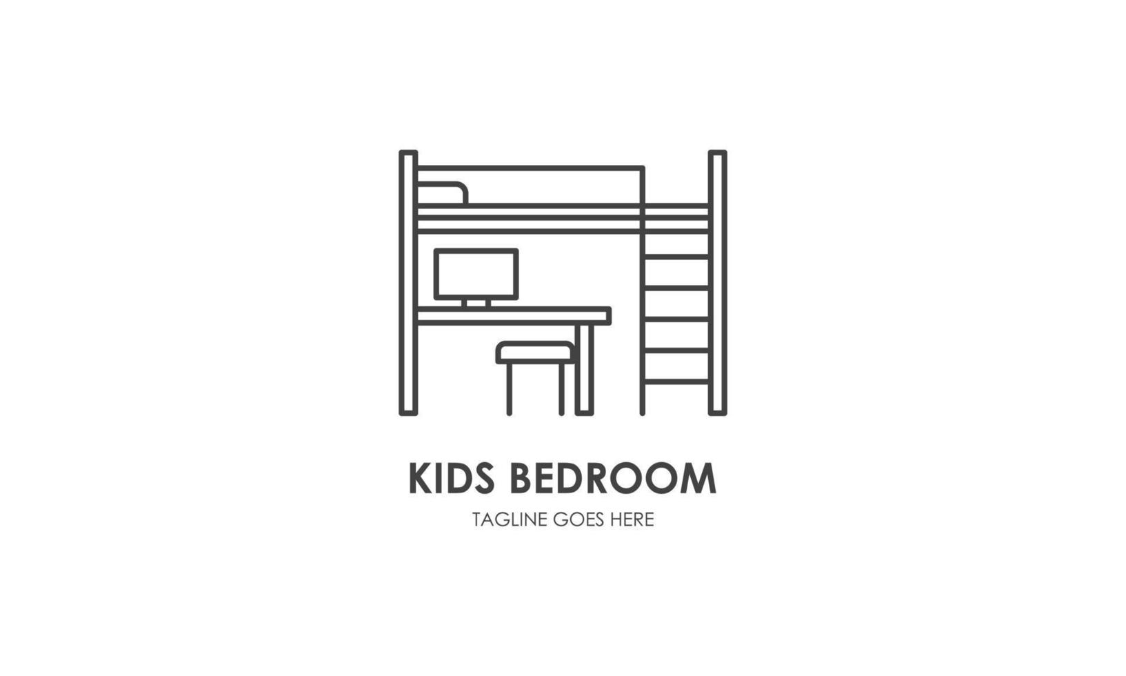 icono lineal de muebles de habitación para bebés y niños vector