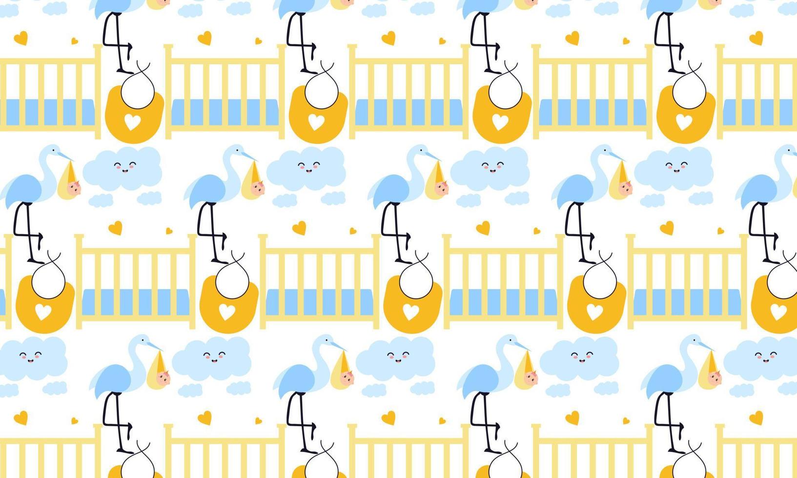 Baby shower pattern for baby room decoration with cute pictures vector