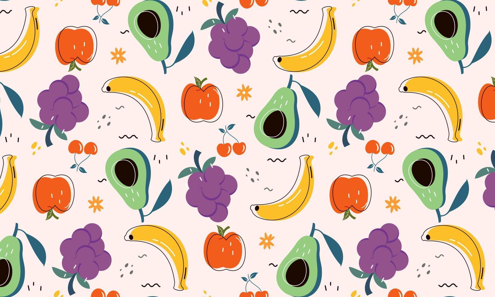 colección de frutas en ilustraciones de estilo plano dibujado a mano vector