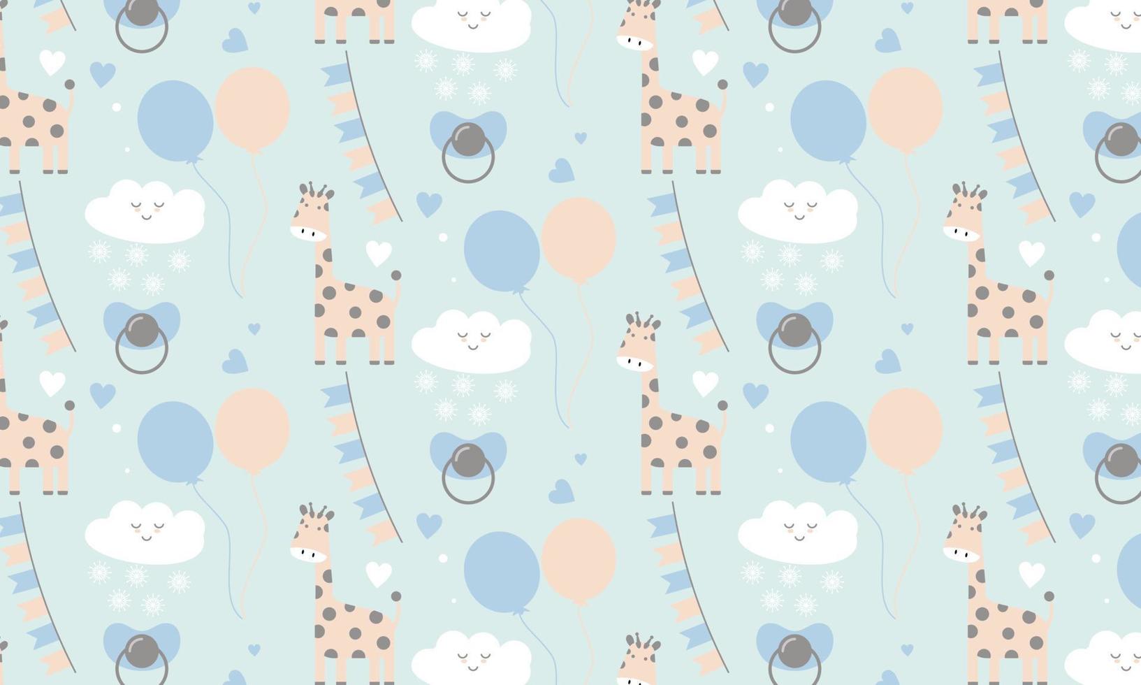 Baby shower pattern for baby room decoration with cute pictures vector