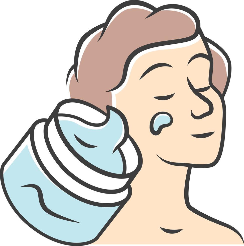 Moisturizing facial cream jar color icon. Cosmetic product isolated vector illustration. Routine skin care procedure. Feminine hygiene, cosmetology, dermatology. Woman applying face lotion