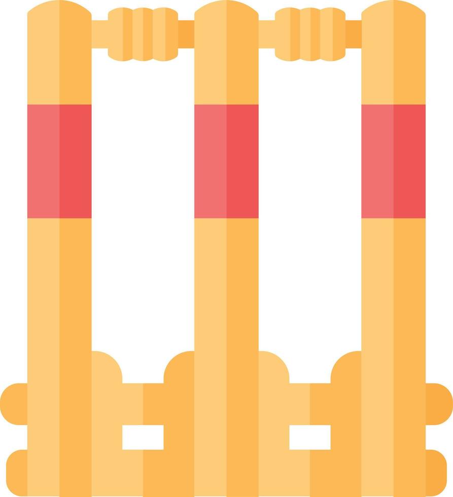 Cricket stumps flat design long shadow color icon. Cricket wicket. Gate in game. Three vertical posts with bails. Sport playground equipment. Outdoor sports activity. Vector silhouette illustration