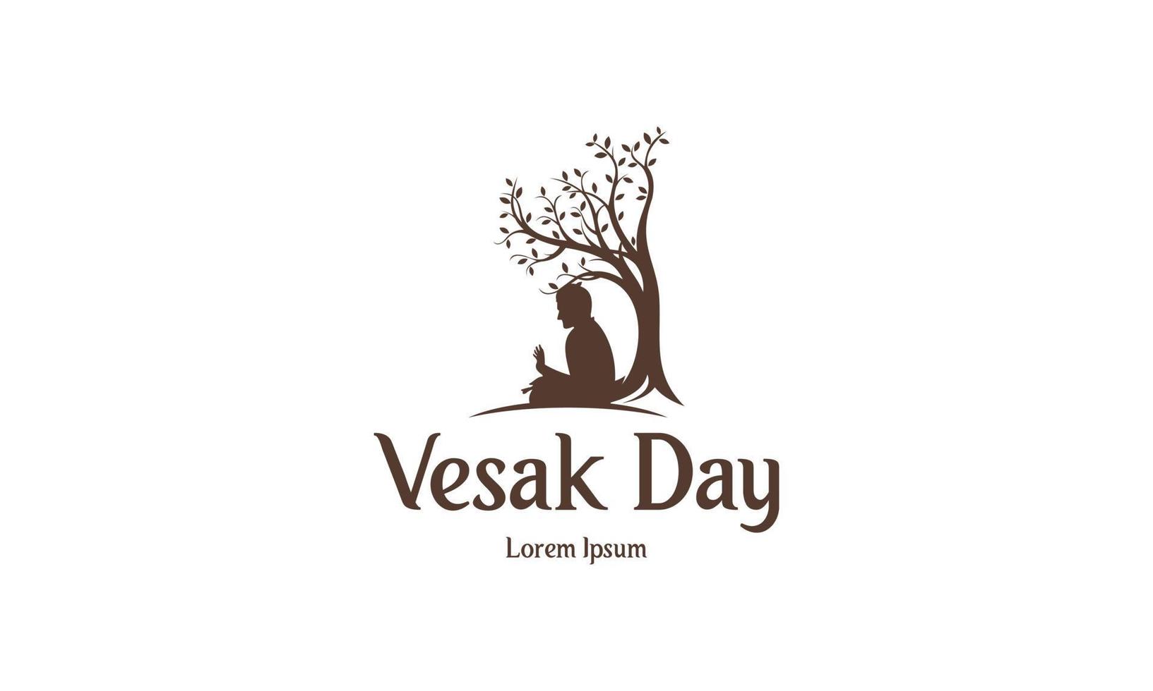 Happy vesak day or buddha purnima logo design vector