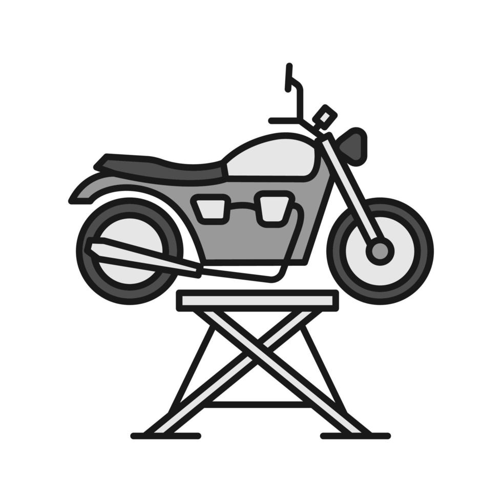 Motorbike jack color icon. Motorcycle repair lift. Isolated vector illustration