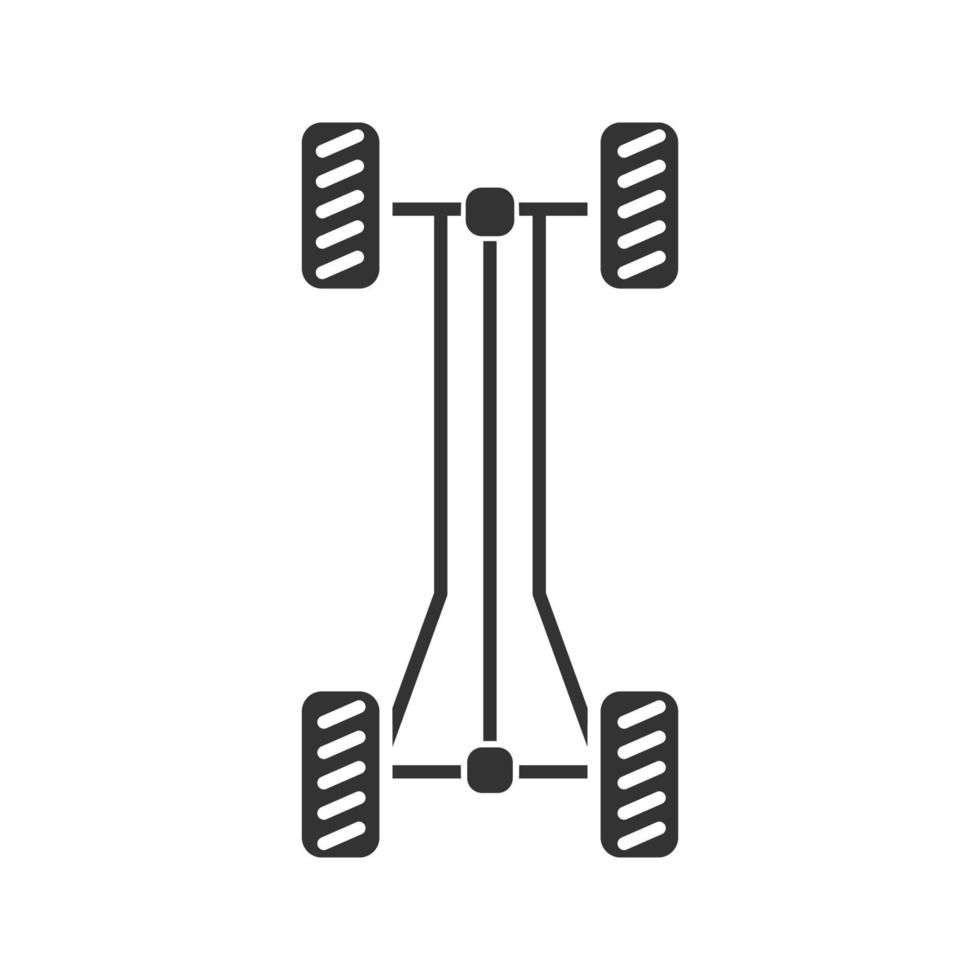 Car chassis frame glyph icon. Silhouette symbol. Negative space. Vector isolated illustration