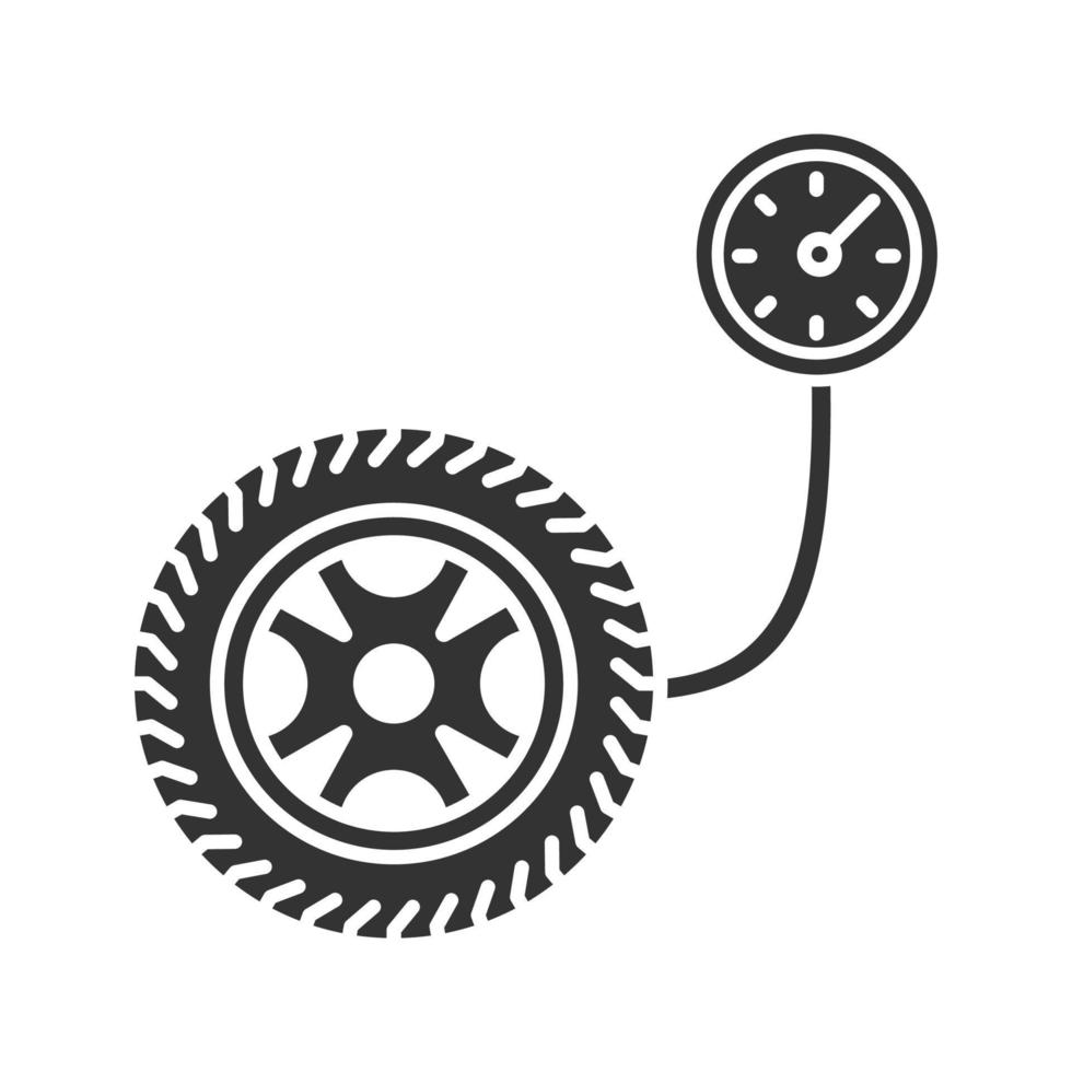 icono de glifo de manómetro de presión de neumáticos. símbolo de la silueta. espacio negativo. ilustración vectorial aislada vector