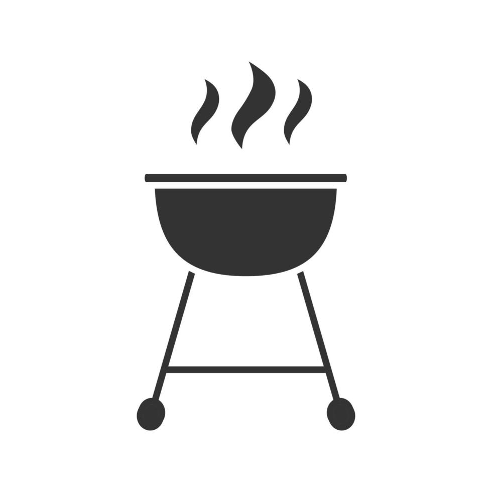 Kettle barbecue grill glyph icon. Silhouette symbol. Negative space. Vector isolated illustration