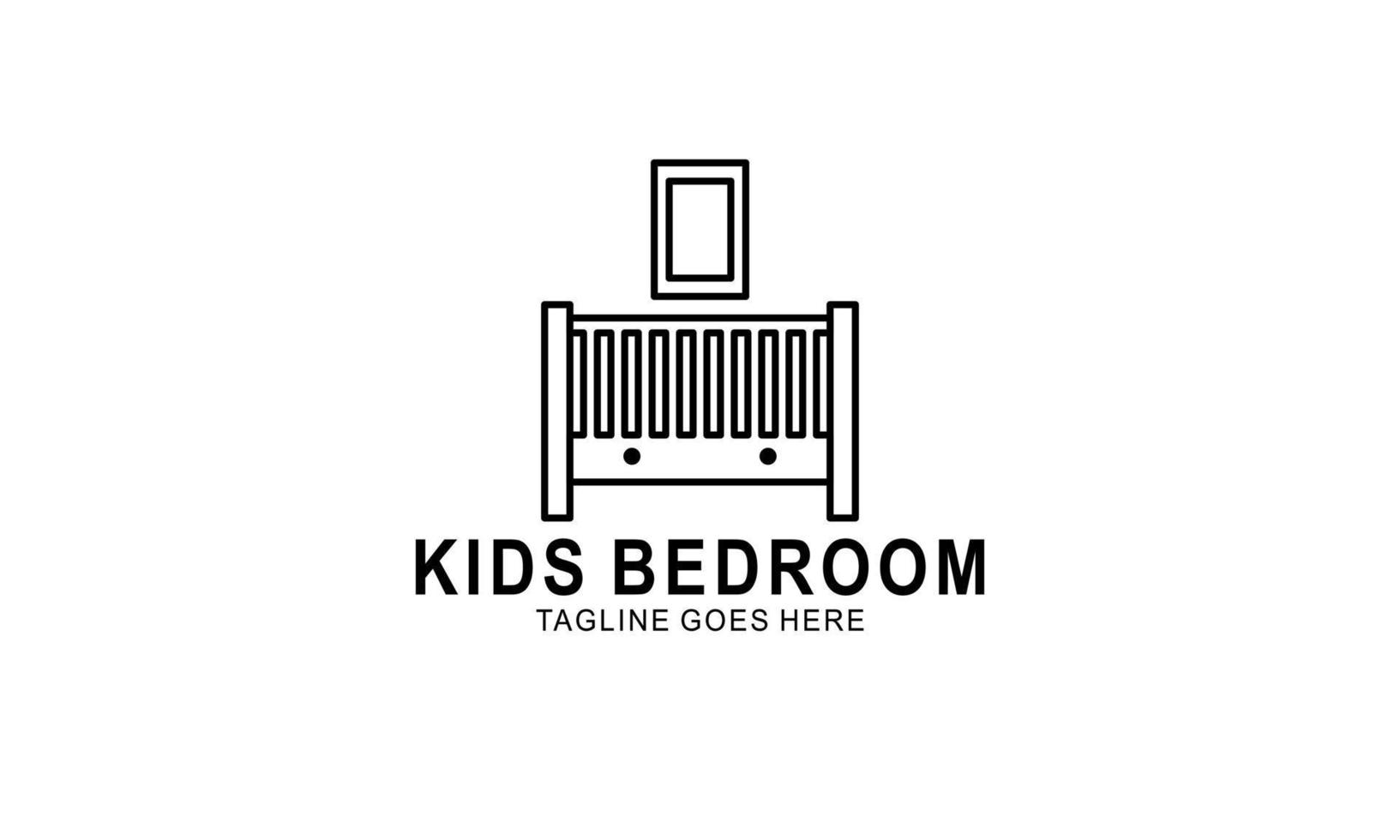 icono lineal de muebles de habitación para bebés y niños vector