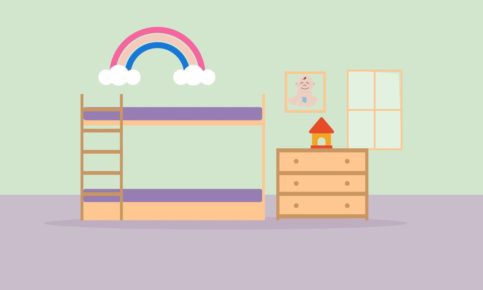 Kids room decor logo. Furniture room for children vector