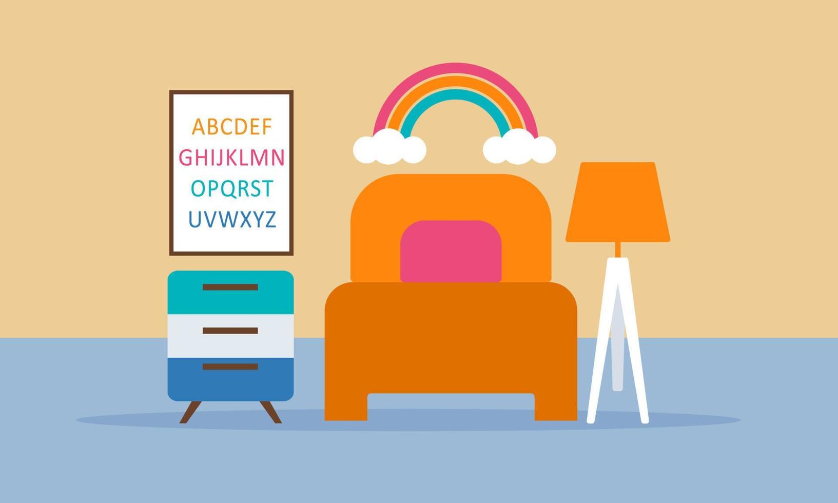 Kids room decor logo. Furniture room for children vector