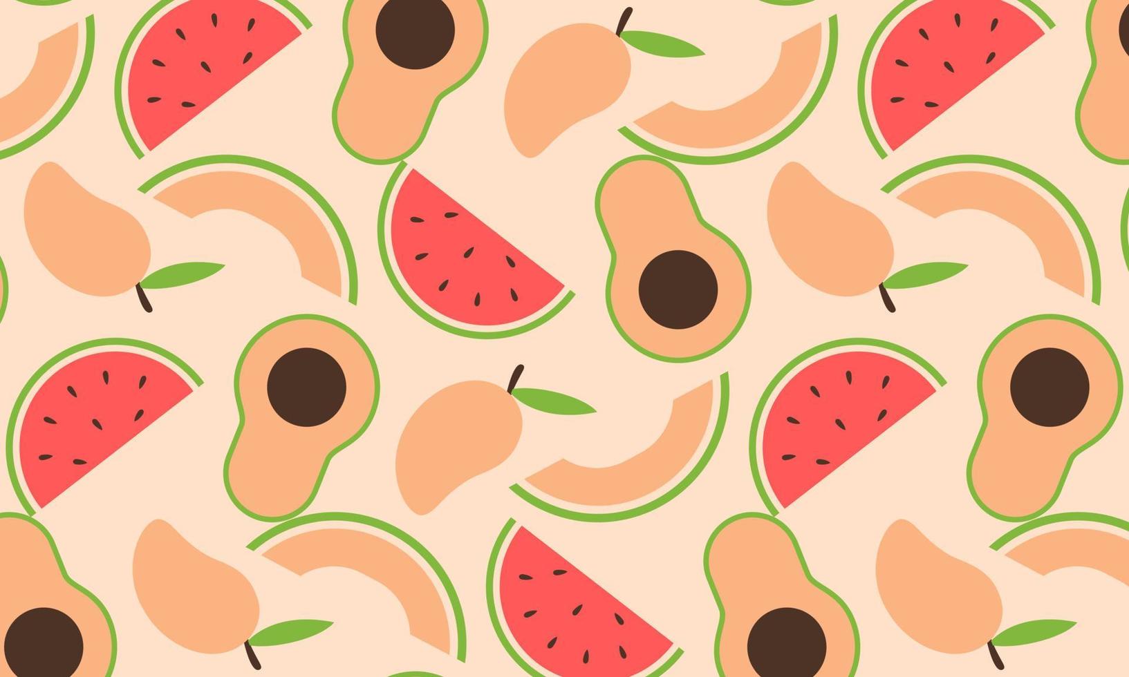 colección de frutas en ilustraciones de estilo plano dibujado a mano vector