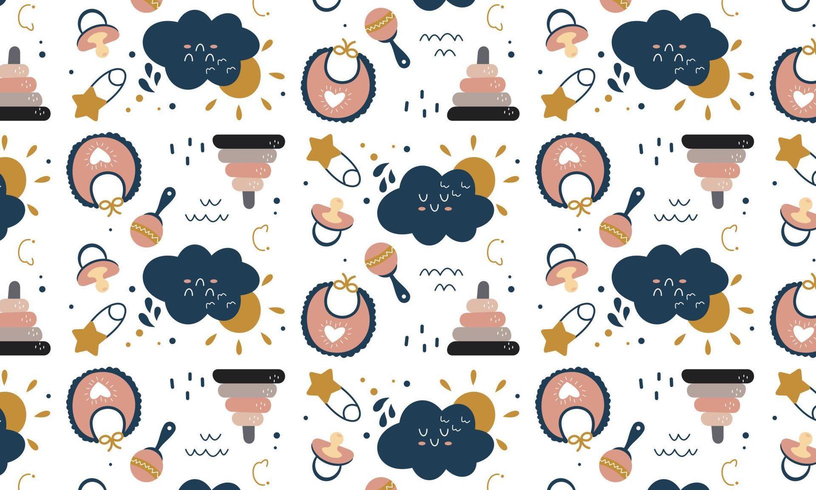 Baby shower pattern for baby room decoration with cute pictures vector