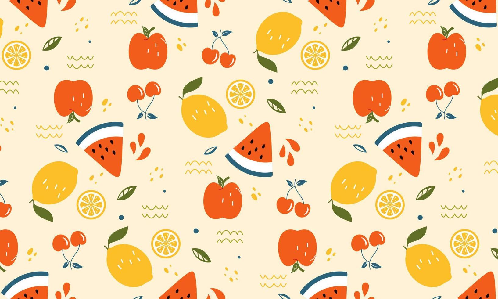 colección de frutas en ilustraciones de estilo plano dibujado a mano vector