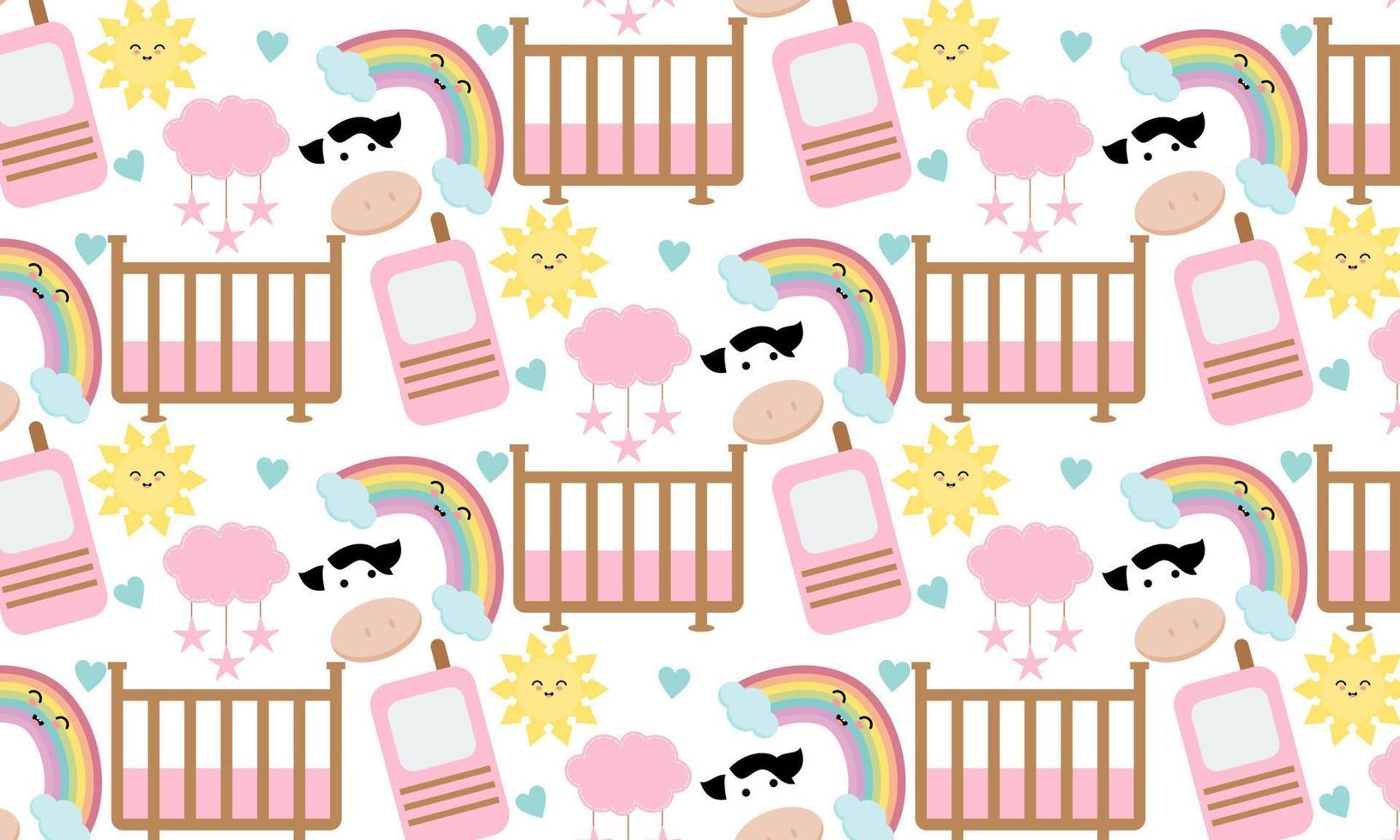 Baby shower pattern for baby room decoration with cute pictures vector