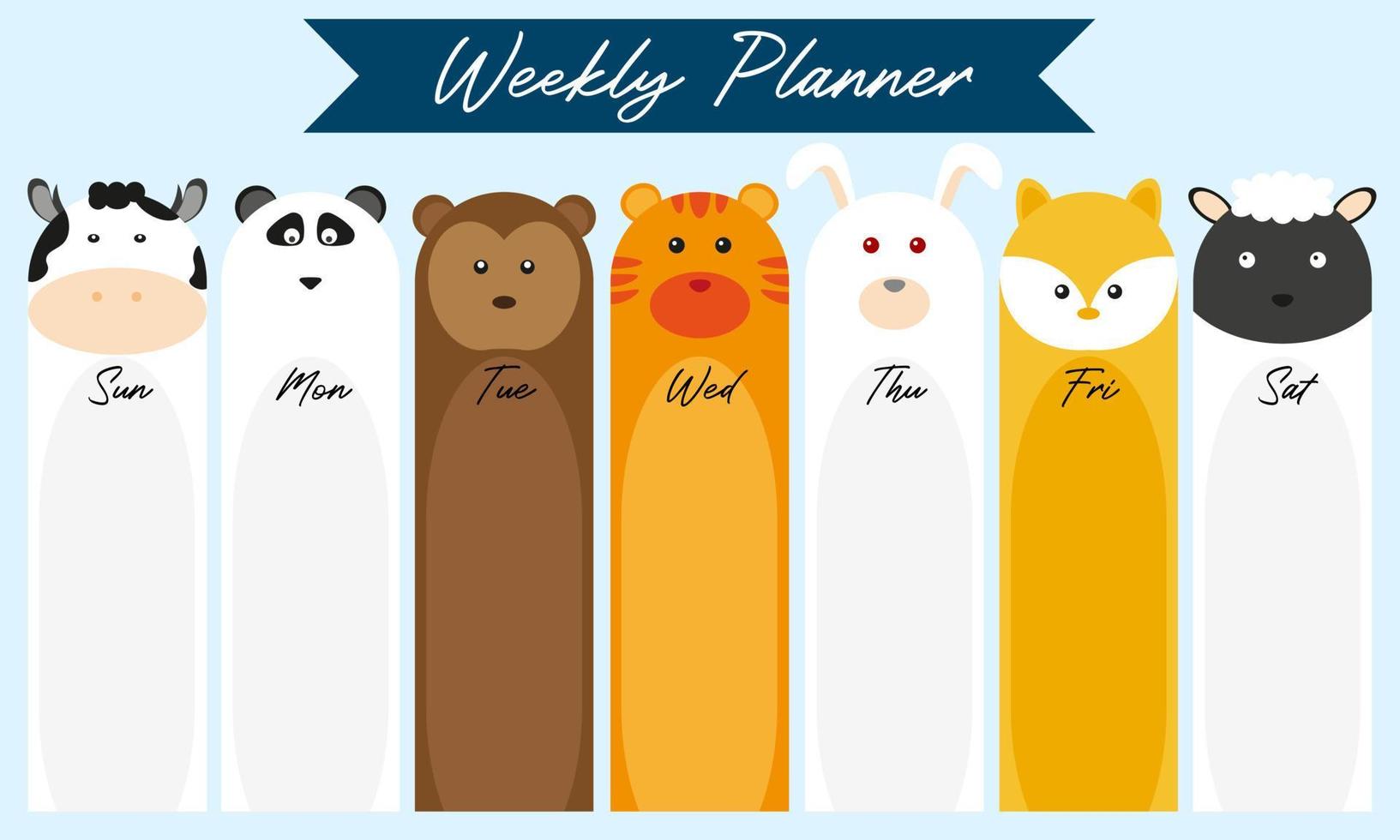 Cute weekly planner background.Vector illustration for kid and baby vector