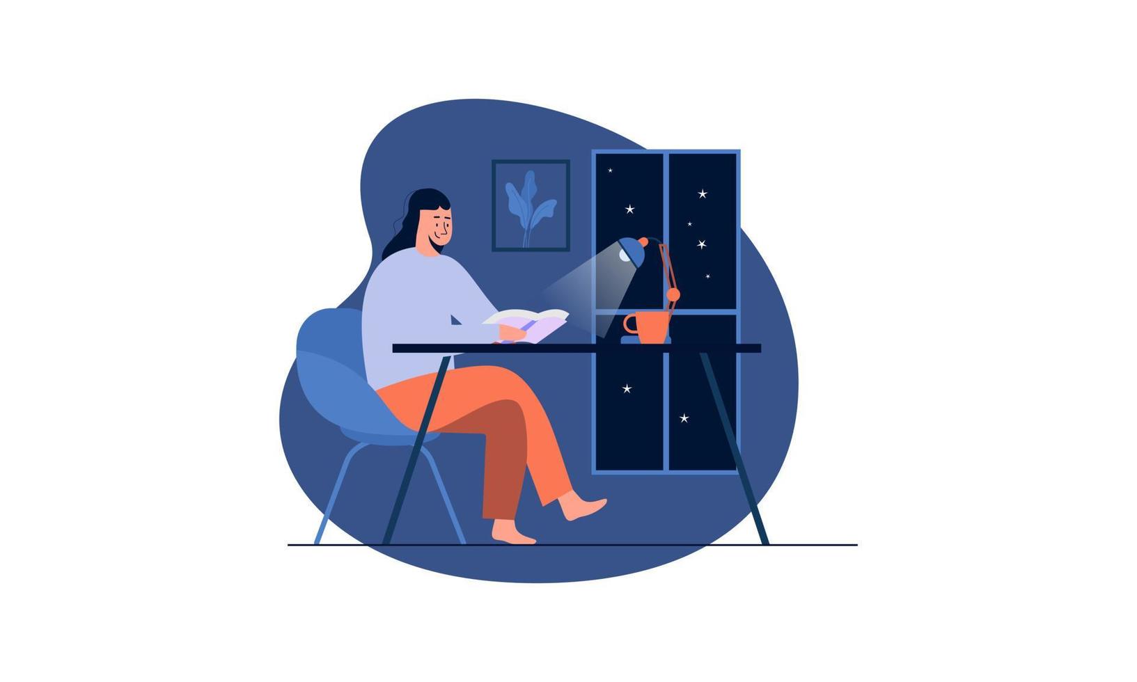 Woman reading book concept illustration vector