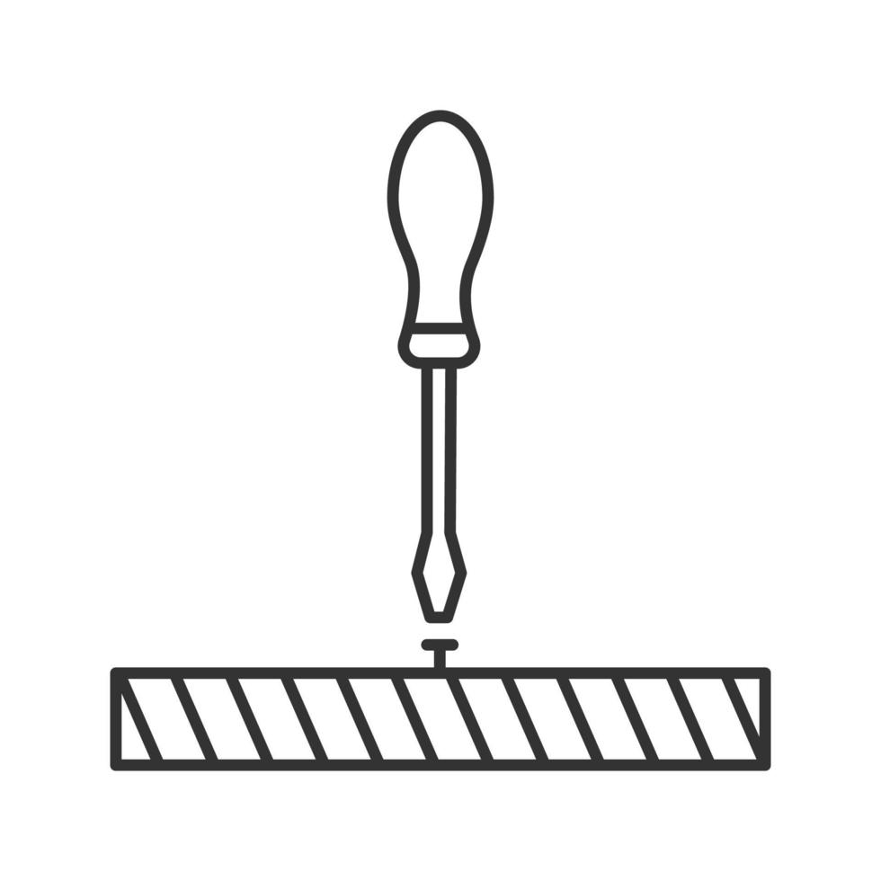 Screwdriver, turn screw linear icon. Thin line illustration. Contour symbol. Vector isolated outline drawing