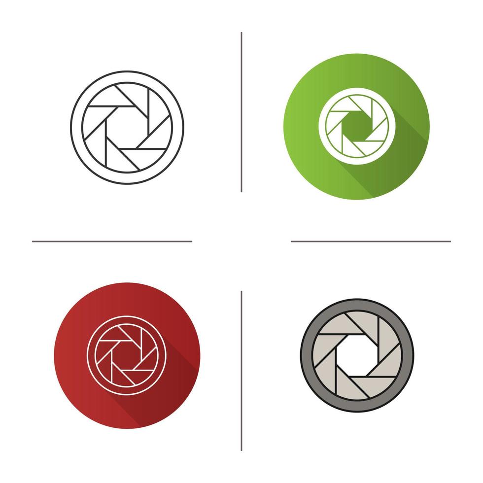 Diaphragm icon. Flat design, linear and color styles. Shutter. Isolated vector illustrations