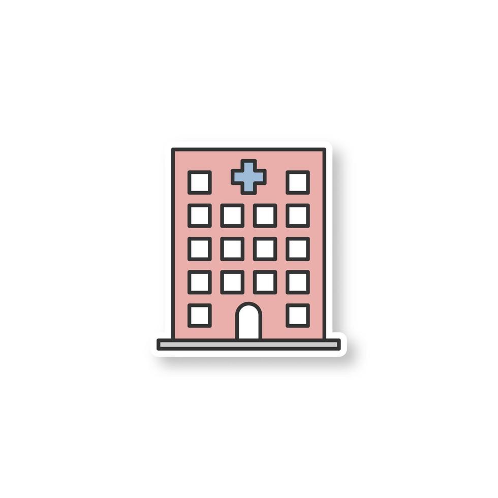 Hospital patch. Color sticker. Clinic. Vector isolated illustration