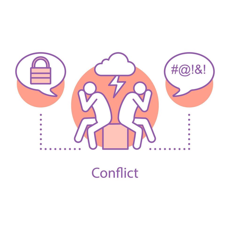 Conflict concept icon. Disagreement idea thin line illustration. Quarrel. Vector isolated outline drawing