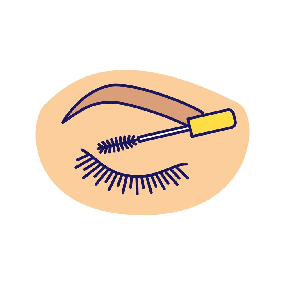 Eyelash mascara color icon. Lashes and eyebrows tinting. Lashes and brows makeup product. Isolated vector illustration