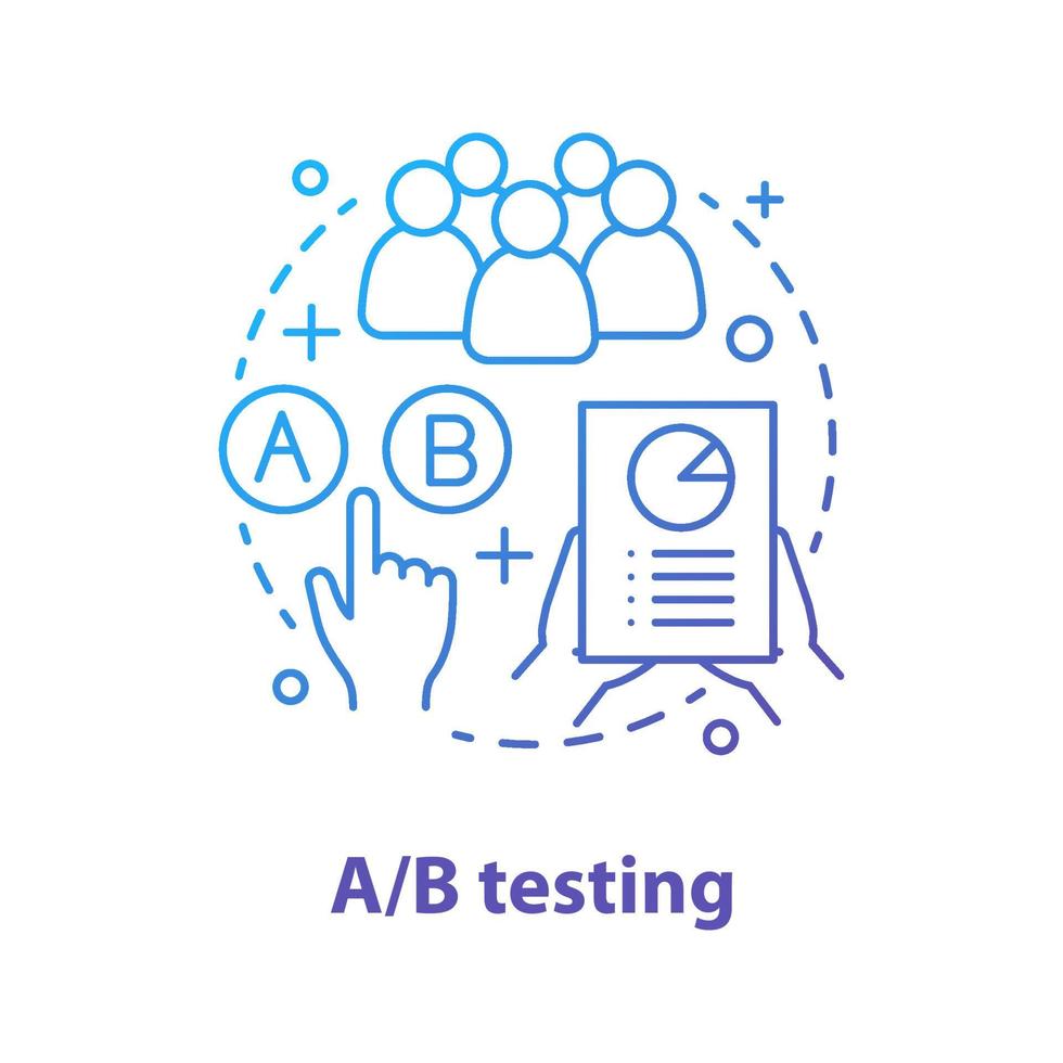 A B testing concept icon. Lead generation. Advertising campaign idea thin line illustration. Digital marketing metrics, tools. Vector isolated outline drawing
