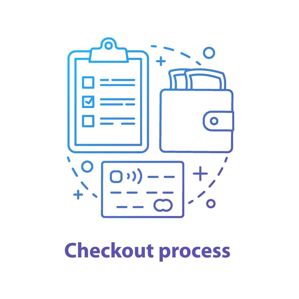Checkout process concept icon. Online payment. Digital purchase. E-payment. idea thin line illustration. Shopping. Vector isolated outline drawing