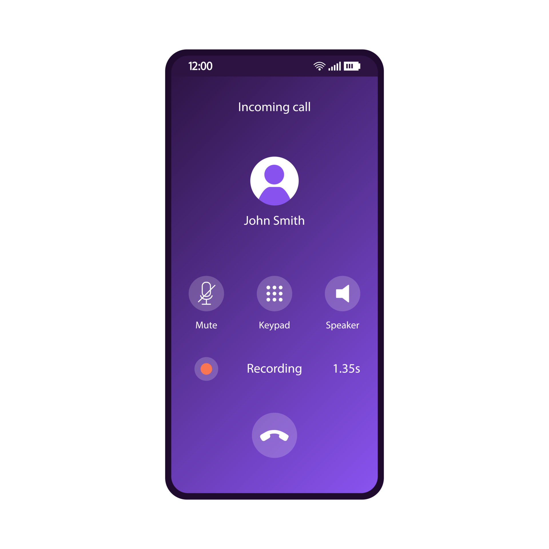 Phone calls app smartphone interface vector template. Mobile