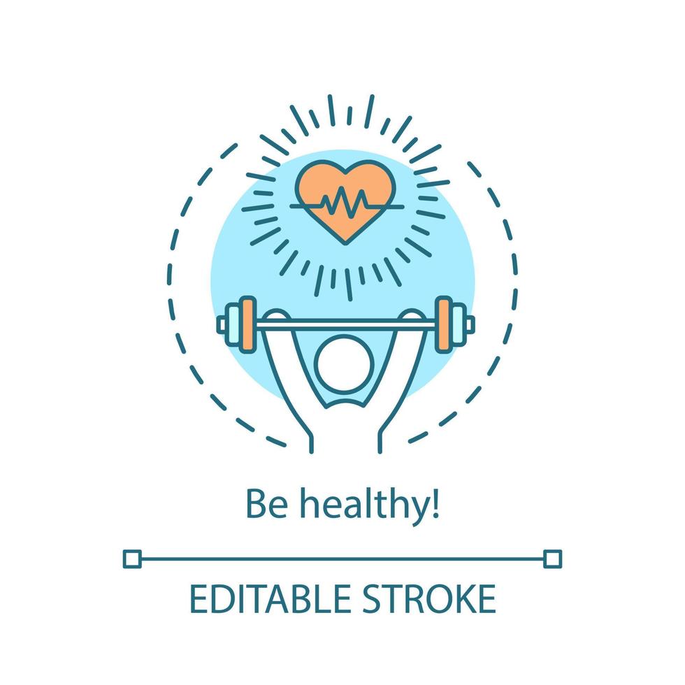 Be healthy concept icon. Fitness, workout idea thin line illustration. Powerlifting, sport activity vector isolated outline drawing. Cardiovascular disease prevention. Health care. Editable stroke