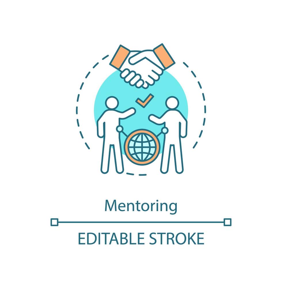 Mentoring concept icon. Personal growth and success. Career development. Skill improvement. Management idea thin line illustration. Vector isolated outline drawing. Editable stroke