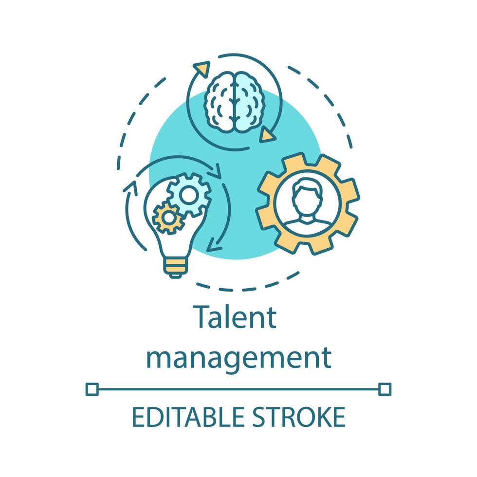 Talent management concept icon. Developing and retaining employee idea thin illustration. High-potential specialist coaching. Worker training program. Vector isolated outline drawing. Editable stroke