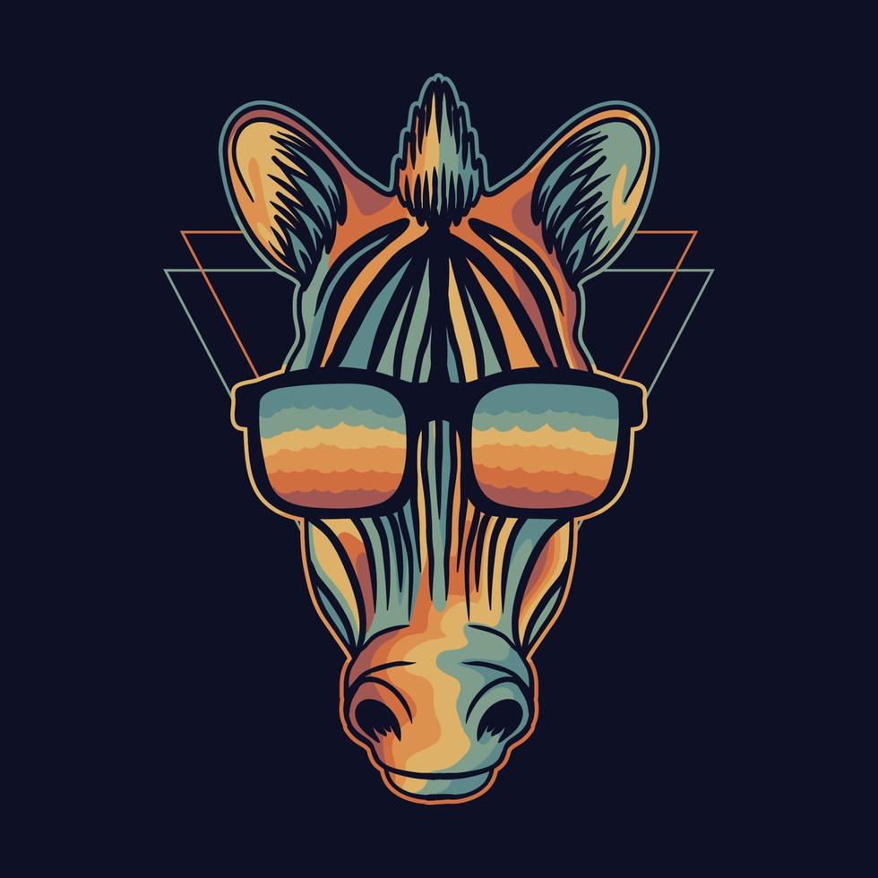 Zebra colorful wearing a eyeglasses vector illustration