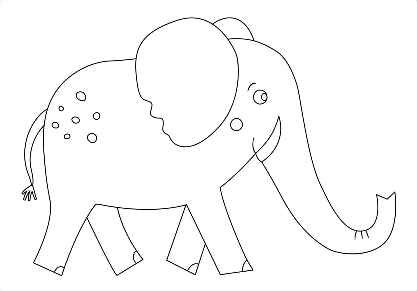 Vector cute elephant outline. Funny tropical exotic animal black and white illustration. Fun coloring page for children. Jungle summer clip art