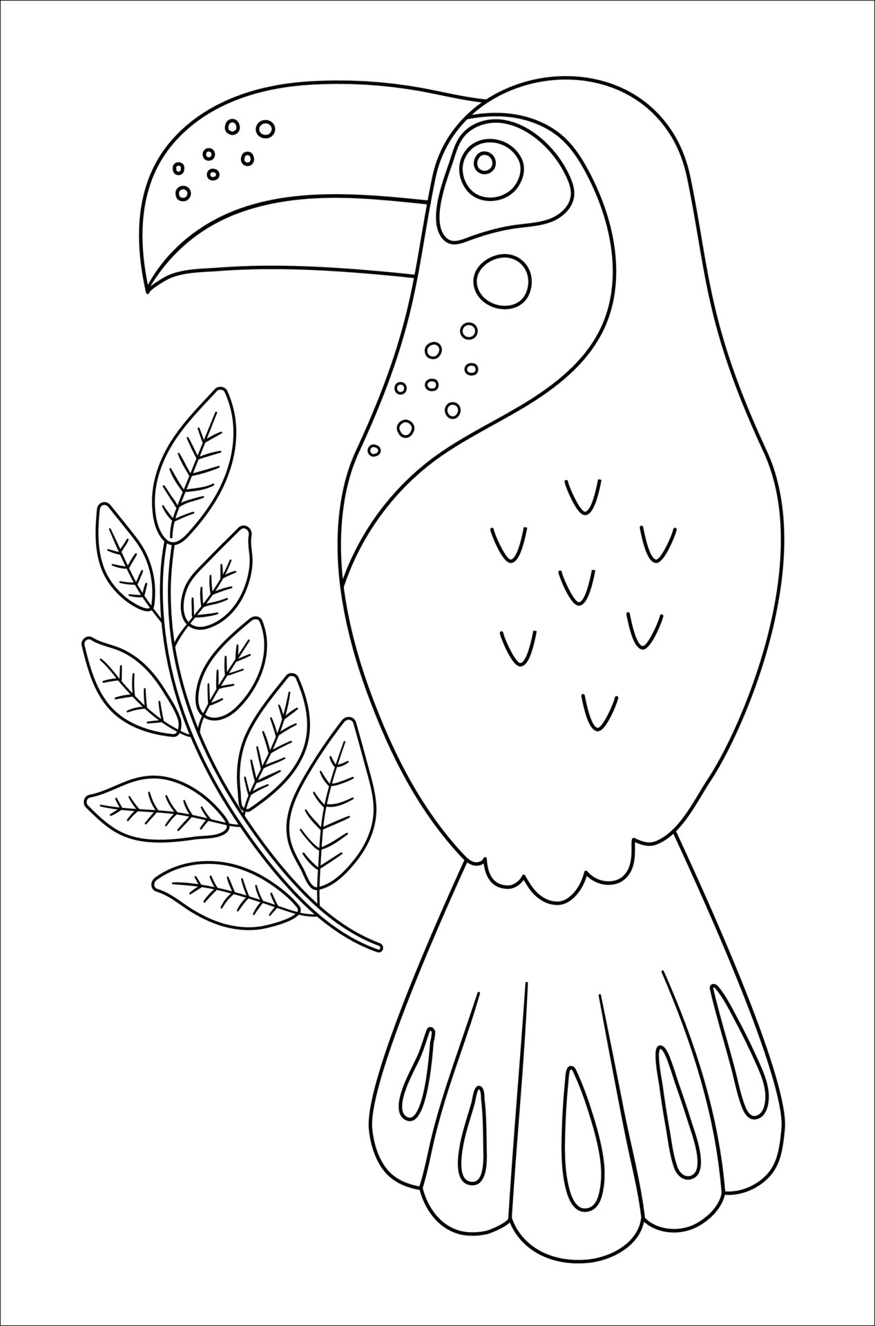 Vector Simple Para Colorear Zoo Animal Pájaro Tucán, Color Por